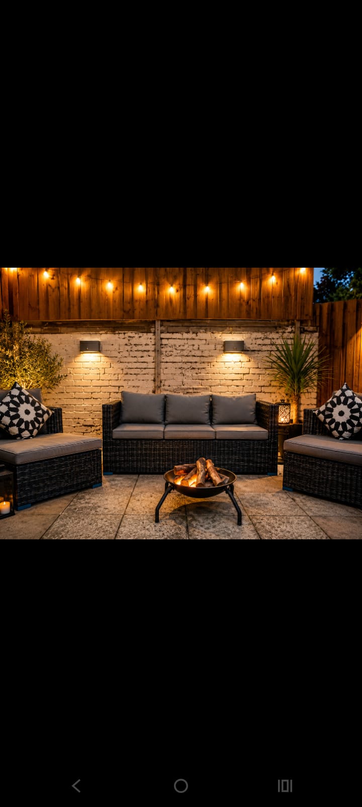 Evening patio with fire pit
